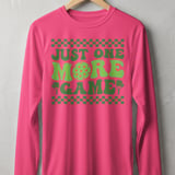 Pickleball Sport-Tek Long Sleeve Tee, Just One More Game, Sun Shield Shirt for Pickleball Court Play thumbnail 2