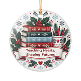 Teacher Christmas Ornament, Teaching Hearts Shaping Futures Holiday Decor, Cute Educator Appreciation Gift, Festive Bookish Tree Ornaments thumbnail 4