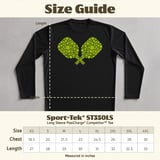 Pickleball Sport-Tek Long Sleeve Tee, Neon Yellow Crossed Pickleball Paddles Graphic, Sun Shield Shirt thumbnail 12