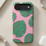 Pink Monstera Leaves MagSafe® Phone Case thumbnail 4