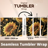 Sunflower Tumbler Design, Digital Paper, Floral Backgrounds, Junk Journal, Scrapbooking, Printable Tumbler PNG, Colorful Flowers thumbnail 7