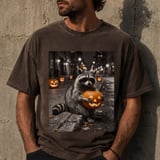 Cool Pumpkin Raccoon T-Shirt thumbnail 3