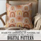 Digital Pattern, Rainbow Sun Pattern, Boho Digital Paper, Digital Bundle Pattern, Commercial Use, Seamless Pattern, Neutral Colors, Earthy thumbnail 5