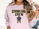 Strong Core Crew T-Shirt: Fitness Gym Workout Abs Shield Crown Dumbbell Graphic thumbnail 2