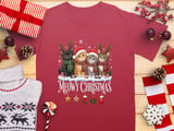 Meowy Christmas Kittens Standard T-Shirts Holiday Cats In Santa Hats Reindeer Antlers Graphic thumbnail 1