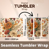 Colorful Flowers Tumbler Digital, Watercolor Floral Backgrounds, Printable png, Floral Junk Journal, Digital Scrapbooking Paper thumbnail 7