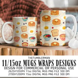 Digital Breakfast Pattern, Pancakes, Eggs, Toast, Cereal, Kawaii Food, Digital Bundle, Seamless Pattern, Digital Paper, Clipart, Commercial thumbnail 4