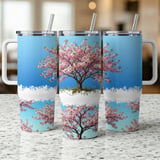40oz Cherry Blossom Tumbler Wrap Design PNG | Full Wrap Sublimation Digital File for Spring Bloom Tumblers with Handle thumbnail 5