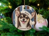 Chihuahua Christmas Ornament 2026, Cute Dog Holiday Tree Decor, Custom Pet Keepsake Bauble, Dog Mom Gift, Festive Santa Hat Puppy Decor thumbnail 1