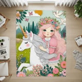 Unicorn Blanket Pillow Pillow Case: Floral Crown Girl, Pastel Colors, Whimsical thumbnail 6