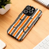 Spooky Bat & Star Grunge Stripe Phone Case, Halloween Aesthetic Tote Bag, Orange and Black Witchy Phone Cover thumbnail 12