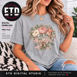 Grow Something Beautiful PNG, Floral Garden Bouquet Clipart, Cottagecore Peony Sublimation Design, Plant Mom Mother's Day Flower PNG thumbnail 13