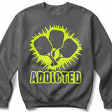 Pickleball Gildan Crewneck Sweatshirt, Addicted Graphic Print, Court Warm Up Fleece Lounge Pullover thumbnail 4