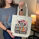 Stay Weird Cowboy Skeleton Tote Bag thumbnail 8