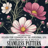 Cosmos Flowers Tumbler Design, Watercolor Floral Digital Paper, Junk Journal, Pink White Flowers Printable Tumbler Png, Scrapbooking Paper thumbnail 1