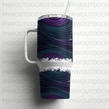 40oz Tumbler Wrap Digital, Seamless Sublimation Design, Motion Illusion Wavy Abstract, Purple Teal Distressed Tapered PNG, Free Car Coasters thumbnail 3