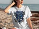 United States Air Force T-Shirt, USAF Aircraft Emblem Tee, Military Aviation Gift, Aim High Fly Fight Win Veteran Shirt thumbnail 2