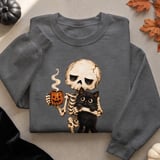 Skeleton Coffee and Cat Tee or Sweatshirt thumbnail 14
