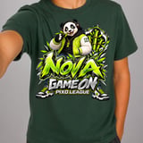 Panda Gaming T-Shirt for Kids, Nova Game On Youth Gamer Tee, Neon Green Panda Graphic Shirt, Pixo League thumbnail 9