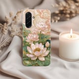 Lotus Flower Tough Phone Case, Pearlescent Floral Aesthetic Cover, Zen Art Nouveau Chinoiserie Gift for Her, Cute Botanical Phone Case thumbnail 3