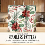 Watercolor Poinsettia Tumbler, Christmas Digital Paper, Floral Scrapbook, Holly Printable PNG, Holiday Junk Journal, Flower Background thumbnail 2