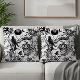 Vintage Halloween Woven Blanket, Dark Gothic Throw Pillow, Spooky Raven Jack O Lantern Toile Blanket, Victorian Dark Academia Home Decor thumbnail 17