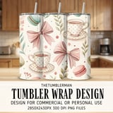 Digital Pattern, Digital Bundle, Macarons, Tea Cup, Floral, Bows, Seamless Pattern, Digital Paper, Commercial Use, Personal Use thumbnail 2