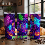 Personalized Halloween Tumbler, Spooky Ghosts Tumbler, Name Tumbler, Candy Corn, Halloween Party, Halloween Gift, Custom Tumbler thumbnail 4