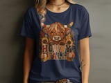 Howdy Fall Highland Cow Tee or Sweatshirt, Faux Patchwork Design thumbnail 10