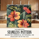 Hibiscus Tumbler Design, Tropical Flower Digital Paper, Colorful Floral Backgrounds, Printable Tumbler Png, Junk Journal Pages, Digital thumbnail 2
