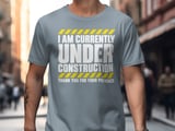 Under Construction Post Surgery Recovery Graphic Standard T-Shirts With Yellow Caution Stripes Print thumbnail 2