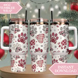 Digital Pattern, Digital Bundle, Dog Paw Print, Plaid, Heart, Seamless Pattern, Dog Lover, Fabric Design, Digital Download, Commercial Use thumbnail 10