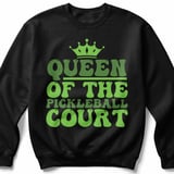 Pickleball Gildan Crewneck Sweatshirt, Queen of the Pickleball Court, Retro Court Warm Up Pullover thumbnail 1