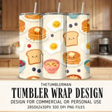 Digital Breakfast Pattern, Pancakes, Eggs, Toast, Cereal, Kawaii Food, Digital Bundle, Seamless Pattern, Digital Paper, Clipart, Commercial thumbnail 2