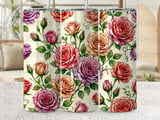 Vintage Rose Tumbler Wrap PNG | Floral Sublimation Design for 20oz Skinny Tumbler | Seamless Digital Download with Free Car Coaster PNGs thumbnail 5