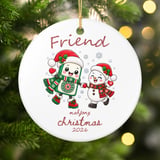 Mahjong Christmas Ornament 2026, Cute Mahjong Snowman Friend Ceramic Keepsake, Game Night Player Holiday Gift, Best Friend Tree Decoration thumbnail 3