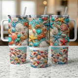 Vibrant Summer Beach Seashell Ocean Life 40oz Tumbler Wrap Design | Coastal Sea Life Digital Download for Sublimation thumbnail 11