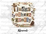 Judge Gently Tumbler PNG, Christian Quote Faith Scrapbook Collage Digital Design, Inspirational 20oz Skinny Sublimation Wrap, Seamless thumbnail 9