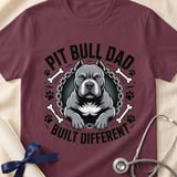 Pit Bull Dad Built Different Tee | Pit Bull Dad Shirt | Pittie Dad Gift | Dog Dad Apparel thumbnail 15