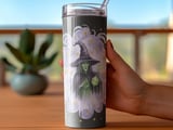 Witchy Tumbler Wrap Digital Download - Seamless 20oz Skinny Tumbler Design, Watercolor Witch & Potion, Faux Gold Glitter Stars PNG thumbnail 3