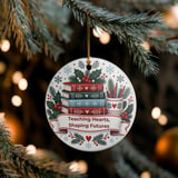 Teacher Christmas Ornament, Teaching Hearts Shaping Futures Holiday Decor, Cute Educator Appreciation Gift, Festive Bookish Tree Ornaments thumbnail 6