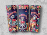Personalized Halloween Tumbler, Day of the Dead Tumbler, Halloween Skeletons, Custom Name Tumbler, Fiesta Skull Tumbler, Sugar Skull Gift thumbnail 1