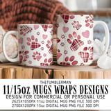 Digital Pattern Bundle, Paw Print, Heart, Seamless Repeat Pattern, Commercial Use, Digital Paper, Pet Lovers, Fabric Design, Cute Pattern thumbnail 4