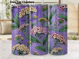 20oz Tumbler Sublimation PNG Purple Floral Seamless Wrap Design | Wildflower Digital File Tapered + Car Coaster | Botanical Cottagecore thumbnail 1