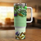 40oz Tumbler Sublimation PNG, Distressed Soccer Cleats Design, Tapered Seamless Download, Add Name for Personalization, Free Car Coasters thumbnail 4
