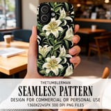White Lily Floral Tumbler Design, Digital Paper, Flower Background, Printable Tumbler PNG, Junk Journal Pages, Digital Scrapbooking Paper thumbnail 6