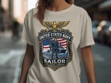 US Navy Sailor Patriotic Emblem T-Shirt | Honor Courage Commitment Tee | Military Gift for Veterans & Family | Americana Graphic Top thumbnail 8