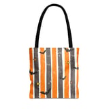 Spooky Bat & Star Grunge Stripe Phone Case, Halloween Aesthetic Tote Bag, Orange and Black Witchy Phone Cover thumbnail 5