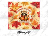 Fall Raccoon 20oz Tumbler Wrap, Pumpkin Spice Girl, Autumn Leaves, Seamless Design, Cute Animal Tumbler, Coffee Lover Gift, Digital PNG thumbnail 6