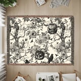 Gothic Toile Halloween Woven Blanket, Vintage Dark Academia Throw Pillow & Tapestry Blanket, Spooky Victorian Botanical Pumpkin Home Decor thumbnail 8
